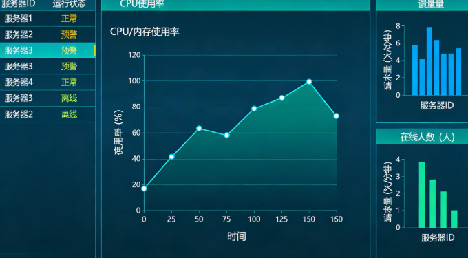 运营级手游源码服务器监控，高并发架构运行状态截图