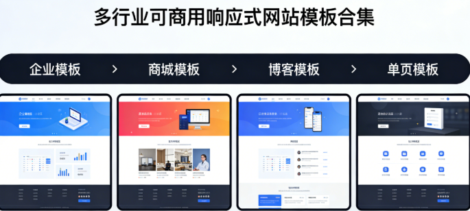 2026 可商用响应式网站模板 多行业自适应源码合集 零基础一键部署