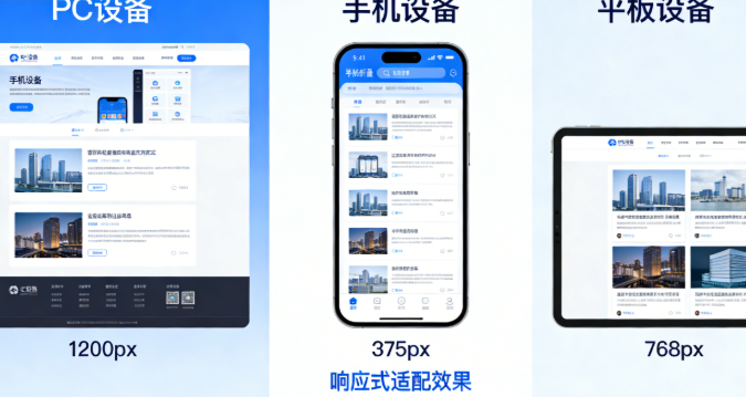 响应式网站模板多端适配效果，自适应网站源码演示