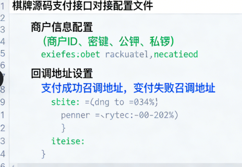 棋牌源码支付接口对接配置，棋牌源码二次开发代码展示截图