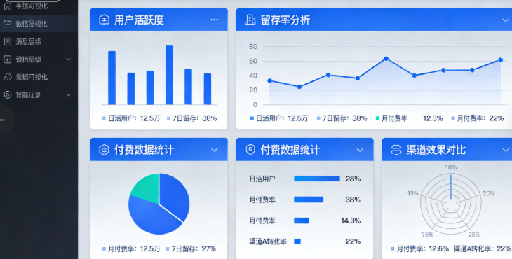 手游运营全维度数据统计后台界面参考图