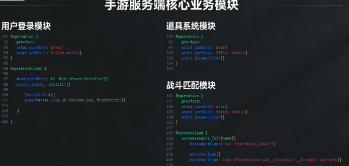 手游服务端核心业务模块代码示例参考
