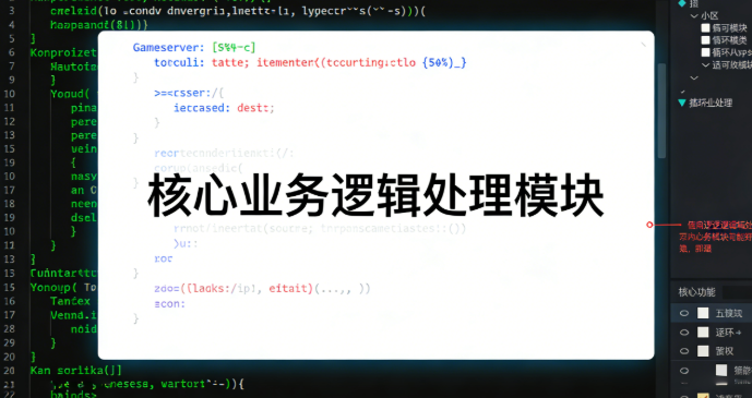 情怀棋类源码 gameserver 服务端核心代码截图，展示核心业务逻辑处理模块